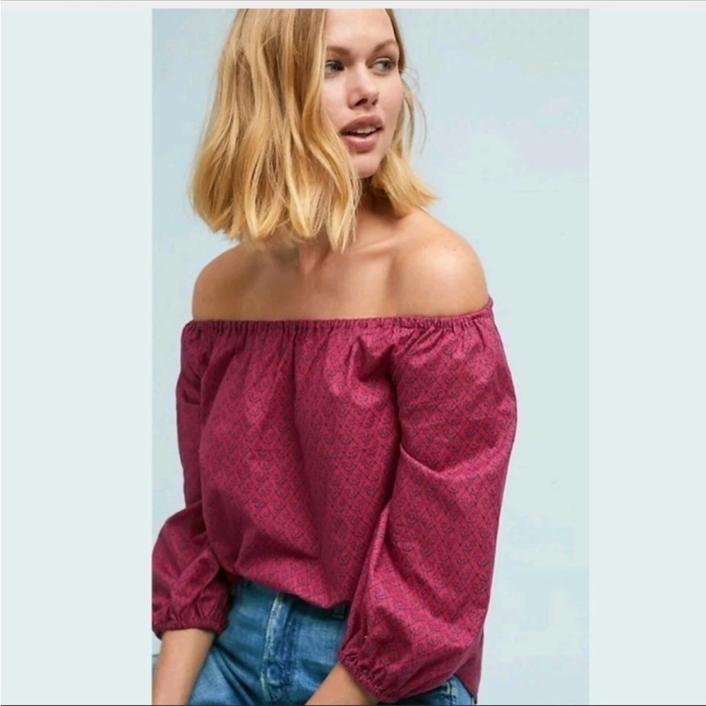 Maeve off the shoulder balloon sleeve cotton blouse size M